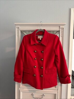 Old Navy Red Double-Breasted Peacoat Jacket